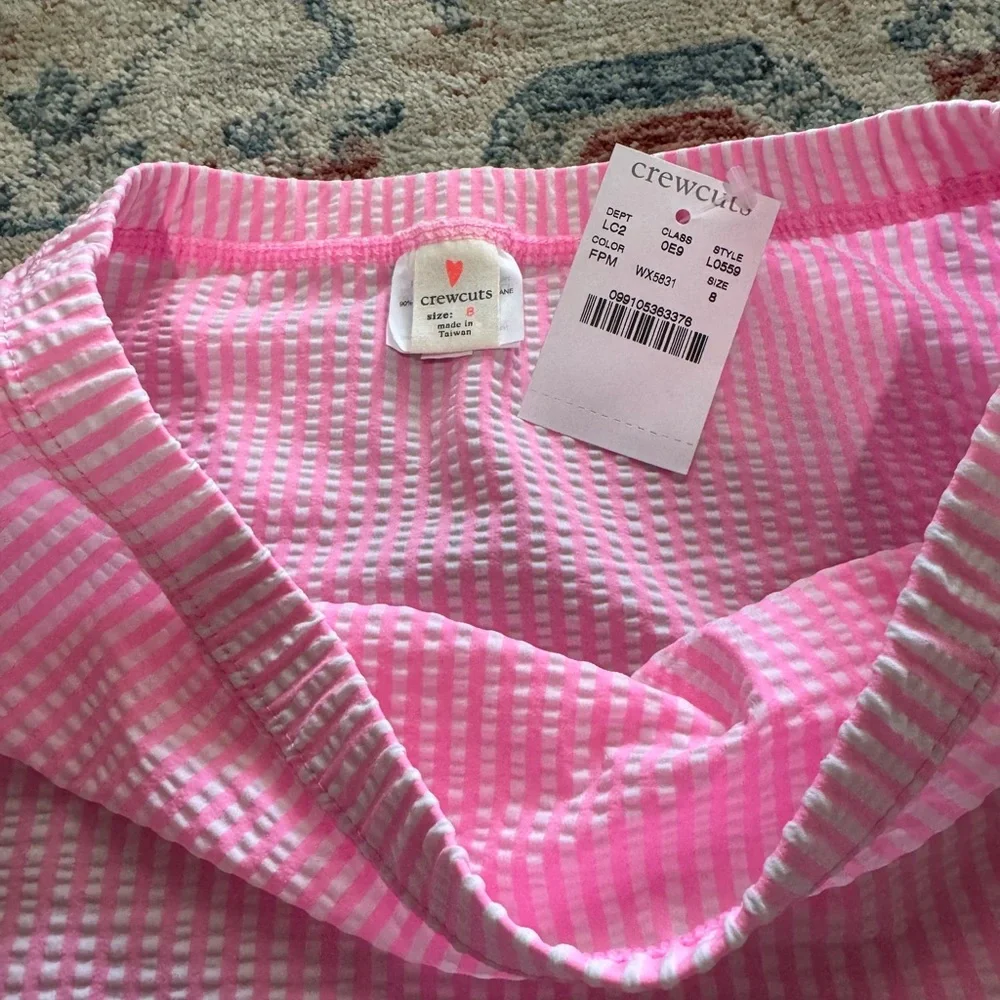 Crewcuts Girls’ Seersucker Beach Coverup Skirt, Size‎ 8, pink and blue